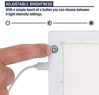 Caja de luz LED para trazado - Nuevo modelo 2020 - Almohadilla de luz ultra fina con brillo ajustable. Viene con cable USB, adaptador, papel de rastreo y clip. - Arteztik
