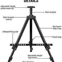 Acesgame - Soporte de caballete de aluminio reforzado con trípode de aluminio de 21 a 66 pulgadas de altura ajustable con bolsa portátil para pintura y exhibición - Arteztik