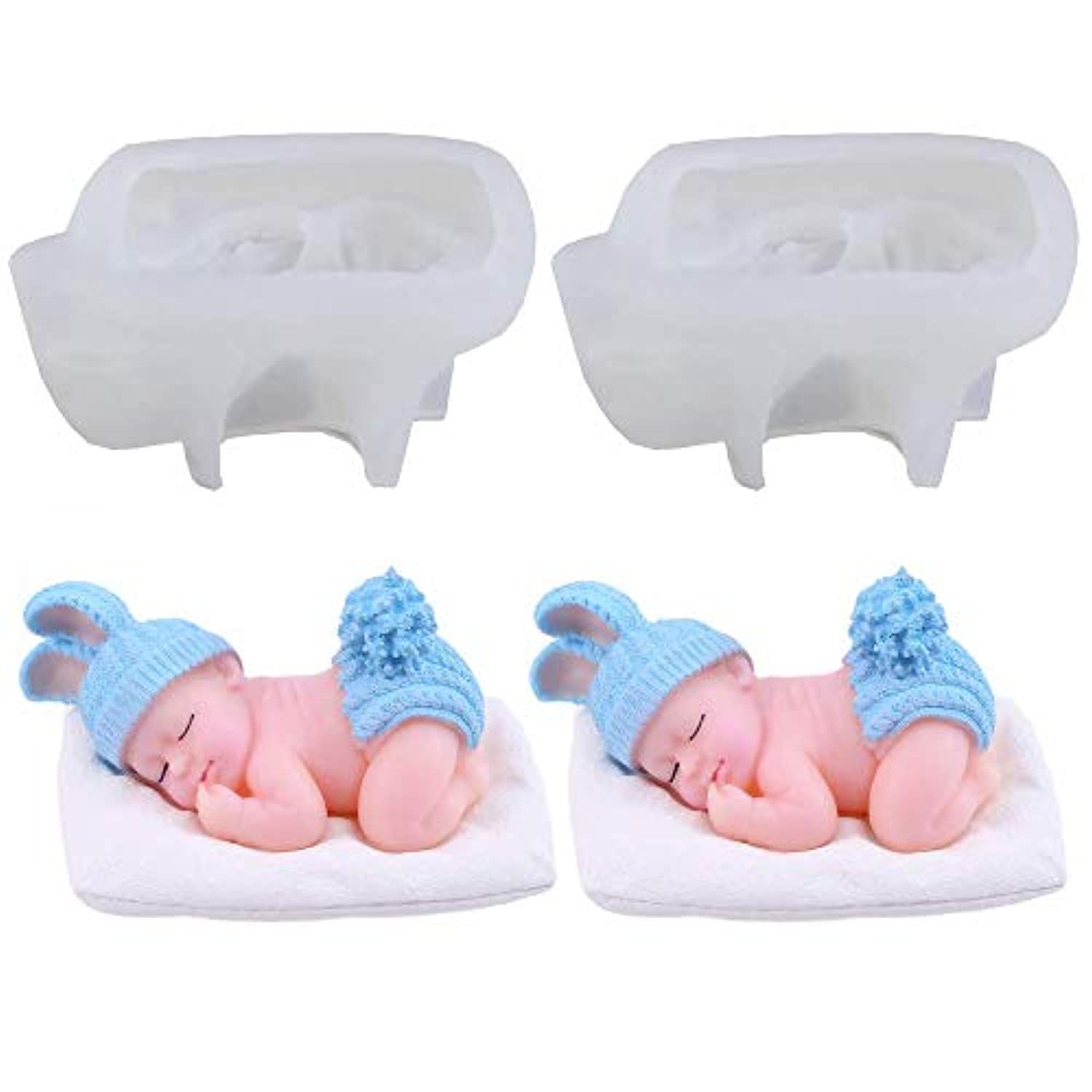 Molde de silicona para bebé dormido 3D con almohada y jabón, molde de  silicona para fondant, decoración de pasteles, barra de loción, chocolate