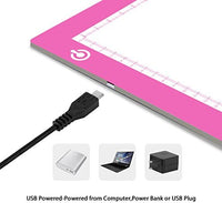 LITENERGY - Caja de luz LED de seguimiento A4, color rosa, ultrafina, ajustable, USB, para dibujo de tatuajes, streaming, bocetos, animación, estenciling - Arteztik
