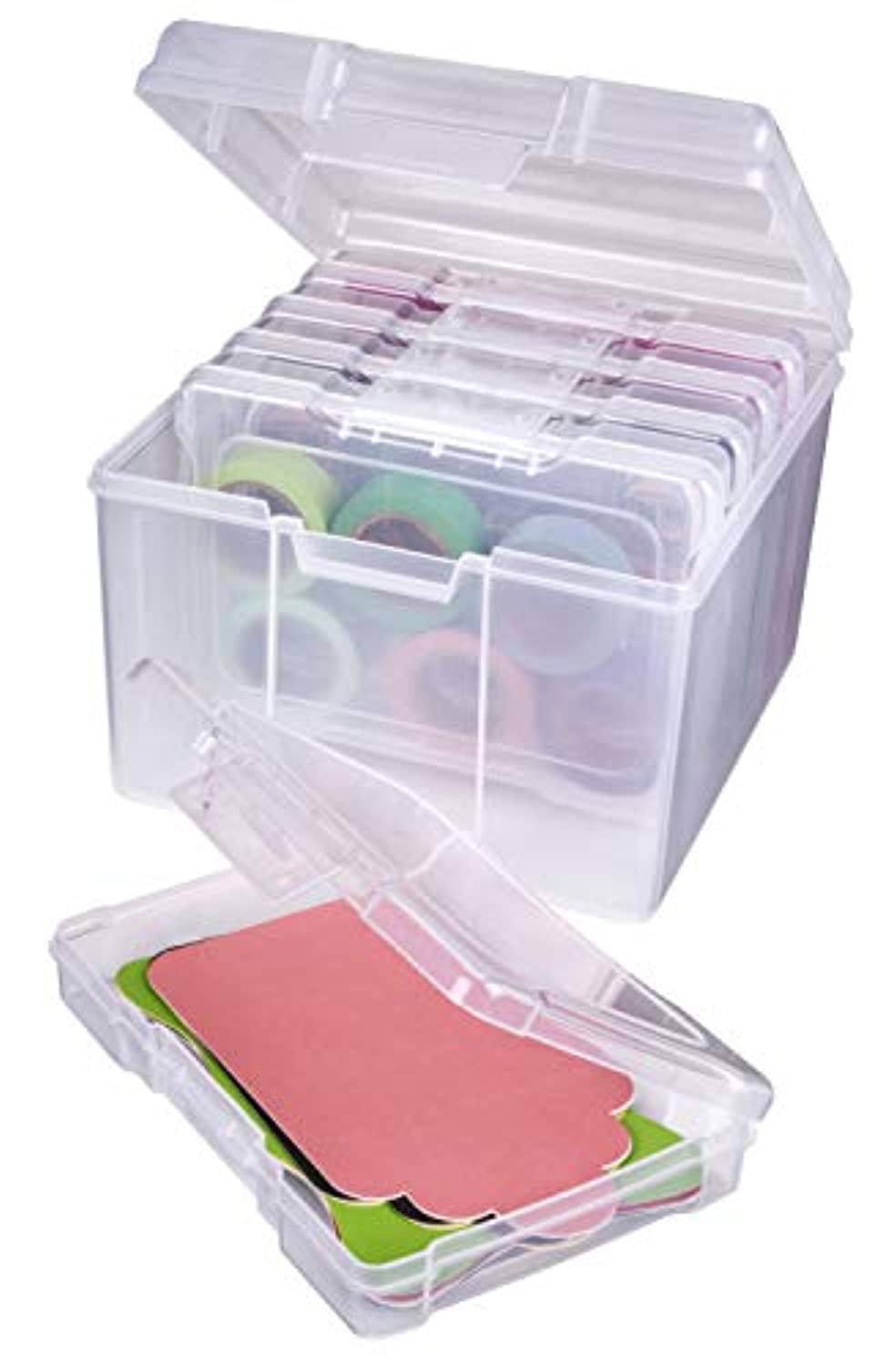 ArtBin 6947ZZ - Organizador de fotos y manualidades, caja grande con [5] cajas de almacenamiento de plástico en el interior, transparente, 5 unidades - Arteztik