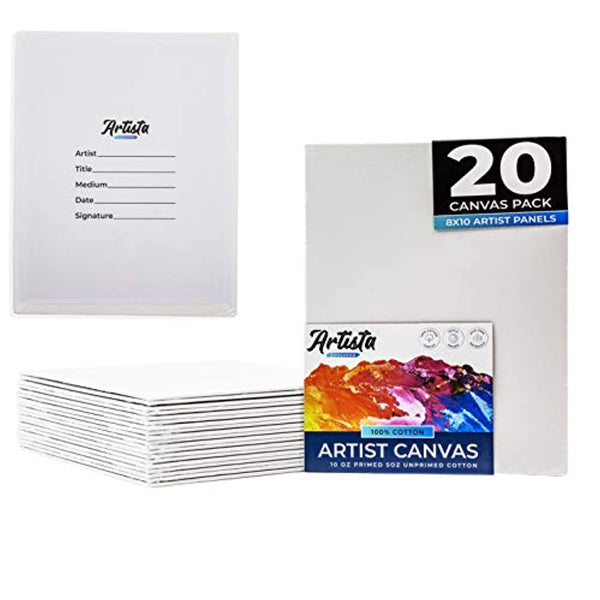 Artista Evolvedd - Tableros de lienzo para pintura (20 unidades, 20 unidades, triple imprimación para pintura acrílica, óleo y más) - Arteztik