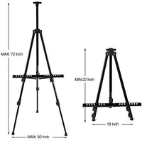 T-SIGN - Caballete de 72 pulgadas de alto, trípode de metal de aluminio, caballete de arte ajustable de 22 a 72 pulgadas, extra resistente para pintura de mesa/piso, dibujo y exhibición con bolsa, paquete de 2 negro - Arteztik
