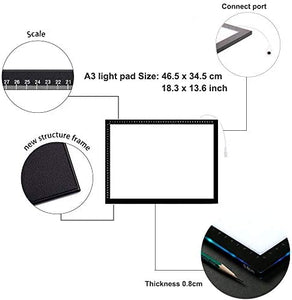 HomeCraftology - Almohadilla de luz para pintura de diamantes, tamaño A4, ultradelgada de segunda generación, placa de trazado con luz ajustable con alimentación USB, con accesorios para manualidades (actualización) - Arteztik