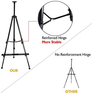 T-SIGN - Caballete de 72 pulgadas de alto, trípode de metal de aluminio, caballete de arte ajustable de 22 a 72 pulgadas, extra resistente para pintura de mesa/piso, dibujo y exhibición con bolsa, paquete de 2 negro - Arteztik