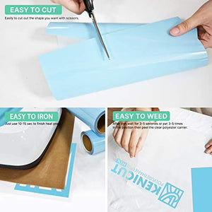 KENICUT PU transferencia de calor adhesivo rollo de vinilo 100.1 x 11.5 ft para camiseta DIY (azul) - Arteztik