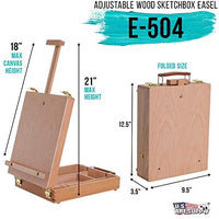 U.S. Art Supply Antigua - Caballete de madera ajustable para mesa de dibujo, madera de haya de alta calidad, estuche de almacenamiento portátil de madera para artistas, para almacenar pintura de arte, rotuladores, bloc de dibujo, caja para dibujo, pintura - Arteztik