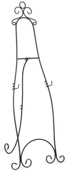 Caballete de pie con adornos decorativos y ganchos ajustables, 71.25 pulgadas de alto, construcción de acero, color negro - Arteztik
