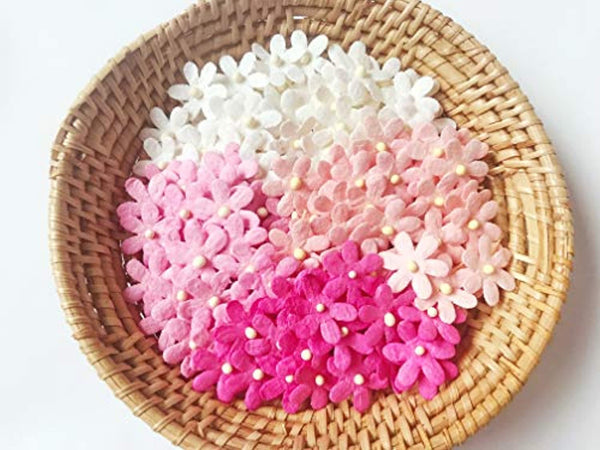 TH - Flores de papel de morera con tallo de rosca de 0.472 in, 50 pequeñas manualidades, decoración para álbumes de recortes para muchos proyectos de manualidades - Arteztik