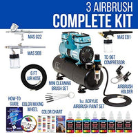 Master Airbrush KIT-SP19-20 juego de pintura con sistema vaporizador con compresor estándar (11 elementos) - Arteztik
