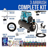 Master Airbrush KIT-SP19-20 juego de pintura con sistema vaporizador con compresor estándar (11 elementos) - Arteztik