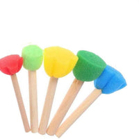 5 esponjas de pintura, cepillo de espuma, esponja de espuma, juguetes para niños, diseño colorido DIY juguetes de madera Graffiti herramientas mango - Arteztik