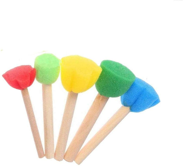5 esponjas de pintura, cepillo de espuma, esponja de espuma, juguetes para niños, diseño colorido DIY juguetes de madera Graffiti herramientas mango - Arteztik