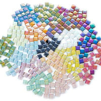 Baldosas de mosaico de cristal de colores mixtos BestTeam, 200 piezas/bolsa de azulejos cuadrados de mosaico de vidrio para bricolaje, manualidades, proveedor de cristal láser, mosaico, azulejo creativo (mezcla de colores) - Arteztik