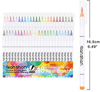 qianshan 48 colores real pincel marcadores con paleta – suave flexible punta de pincel, profesional acuarela pincel bolígrafos para adultos libros de colorear pintura dibujo Manga bocetos caligrafía escritura - Arteztik
