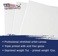 U.S. Art Supply 30 x 36 inch Stretched Canvas 12-Ounce Primed 3-Pack - Professional White Blank 3/4" Profile Heavy-Weight Gesso Acid Free Bulk Pack - Painting, Acrylic Pouring, Oil Paint - Arteztik
