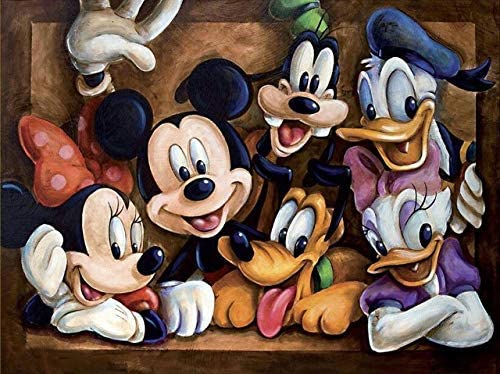 Karyees Kit de pintura por números de 20.0 x 16.0 in, pintura al óleo por números Mickey &Duck DIY lienzo por números de pintura acrílica, kits de manualidades para decoración de pared del hogar, Mickey Mouse y Donald Duck - Arteztik
