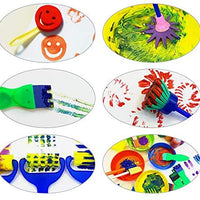 Lumsburry 59 esponjas de aprendizaje temprano para niños, kit de mini pinceles de pintura con 26 alfabetos ingleses, herramientas de dibujo (con delantal y caja) - Arteztik