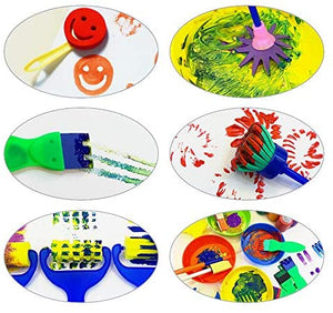 Lumsburry 59 esponjas de aprendizaje temprano para niños, kit de mini pinceles de pintura con 26 alfabetos ingleses, herramientas de dibujo (con delantal y caja) - Arteztik