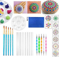 27 herramientas de punteado de mandala, kit de arte de mandala para pintar rocas, kit de rocas pintadas, con bolsa impermeable con cremallera azul - Arteztik
