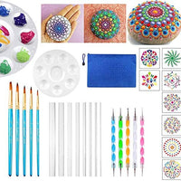 27 herramientas de punteado de mandala, kit de arte de mandala para pintar rocas, kit de rocas pintadas, con bolsa impermeable con cremallera azul - Arteztik
