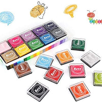 Almohadilla de tinta para huellas dactilares para niños, almohadillas de tinta de arcoíris para manualidades, sellos de goma para pareja, color de bricolaje, regalo para niños y niñas (paquete de 20) (B) - Arteztik