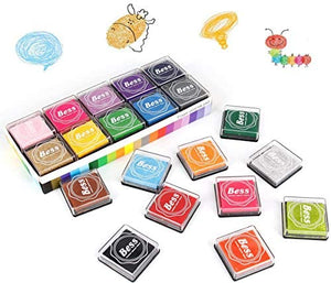 Almohadilla de tinta para huellas dactilares para niños, almohadillas de tinta de arcoíris para manualidades, sellos de goma para pareja, color de bricolaje, regalo para niños y niñas (paquete de 20) (B) - Arteztik