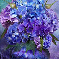 Kit de pintura de diamante para bordar, diseño de flores de hortensia, color azul, cuadrado, para decoración de pared de adultos, 15.7 x 19.7 in - Arteztik