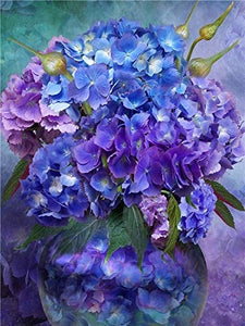 Kit de pintura de diamante para bordar, diseño de flores de hortensia, color azul, cuadrado, para decoración de pared de adultos, 15.7 x 19.7 in - Arteztik