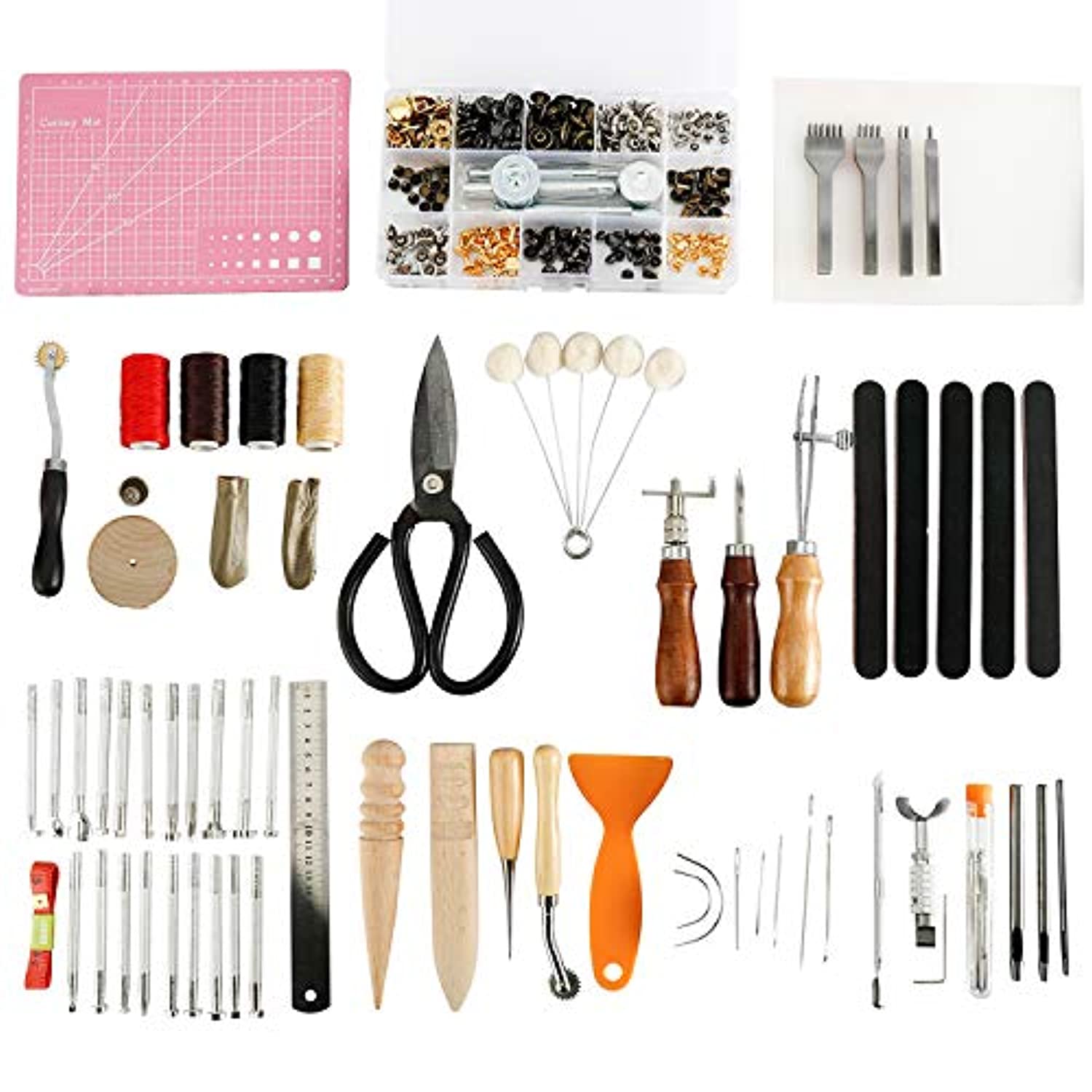 Patioer 183 piezas kit de cuero, kit de herramientas de trabajo de