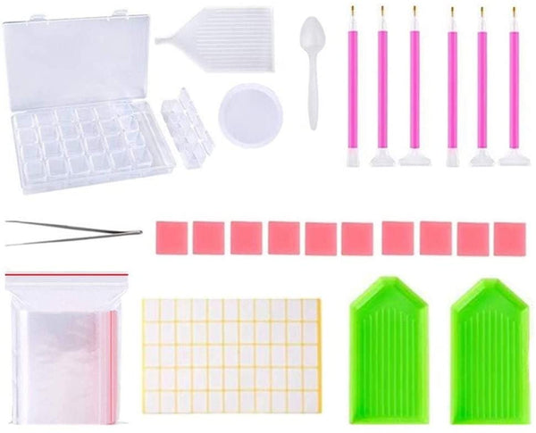 Herramientas de pintura de diamantes y accesorios de bordado de diamantes, utilizados para bricolaje 5D de punto de cruz, kits de herramientas para adultos o niños 21 piezas - Arteztik
