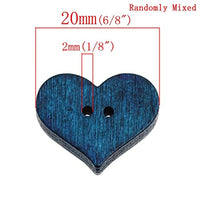 Housweety 100PCs Madera coser botones en forma de corazón Scrapbooking Mixed 20 mm x16.5 mm - Arteztik
