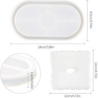 Molde de silicona para posavasos de Coofit, 2 piezas, molde de fundición ovalado, molde de resina epoxi con lentejuelas - Arteztik