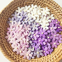 TH Mixed Purple White Flowers Embellishment with Thread stem 12 mm Mulberry Paper Flowers 50 Tiny Craft Supplies Scrap Booking Embellishments for so Many Card Craft Projects - Arteztik