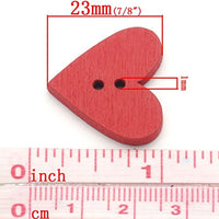 Housweety 100PCs Madera Botones de costura Scrapbooking Amor de Corazón Mixed 24 mmx23 mm (1" X 7/8") - Arteztik
