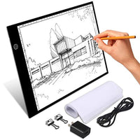 Caja de luz LED ultraligera A4 con cable de alimentación USB y brillo, portátil, para dibujar, dibujar, dibujar, dibujar, dibujar animaciones, grabar rayos X con 50 hojas en blanco y 2 negras - Arteztik
