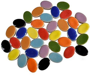 Esweny 120 piezas de mosaico de arte micro cinturón de cerámica para hacer mosaico oval ultradelgado de cerámica manual de bricolaje decoración de mosaico joyería pendientes - Arteztik
