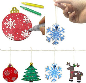 50 adornos de madera sin terminar para decoración navideña y manualidades, 10 estilos de madera sin terminar para decoración de Navidad y manualidades - Arteztik