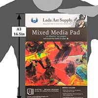 Leda Art Supply - Juego de 2 almohadillas para acuarela, acrílico o pintura al óleo con marcadores, bolígrafos o tinta hecha con papel de arte italiano (tamaño A3, 11,5 x 16,5) - Arteztik