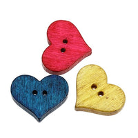 Housweety 100PCs Madera coser botones en forma de corazón Scrapbooking Mixed 20 mm x16.5 mm - Arteztik
