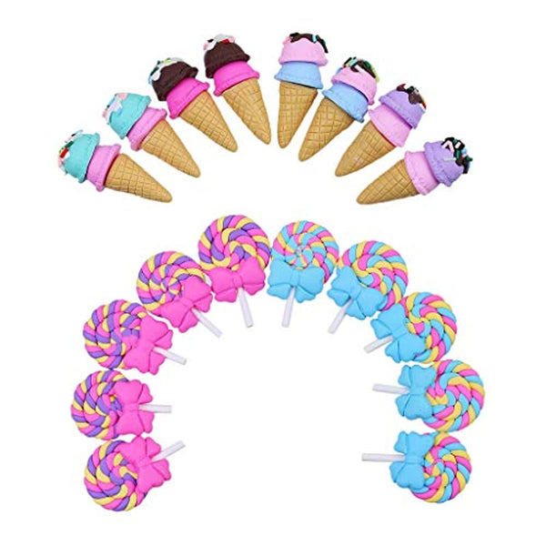 Kawaii Lolly Swirl Lollipop con lazo de arcilla de helado, conos de crema de hielo, espalda plana, joyería de cabujón para hacer manualidades, álbumes de recortes, adornos - Arteztik