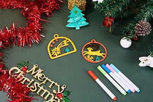 Artmag 50 piezas de adornos colgantes de madera sin terminar para decoraciones de Navidad, 5 estilos DIY rebanadas de madera con agujeros para niños, manualidades, centros de mesa de fiesta y decoraciones colgantes - Arteztik