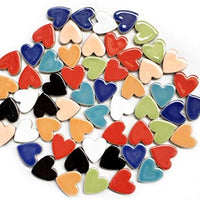 Azulejos de mosaico, 48 piezas de mosaico de vidrio, chips de mosaico, mosaico de vidrio texturizado, para decoración, manualidades, proyectos de arte, amor corazón 0.9 x 0.9 in - negro - Arteztik