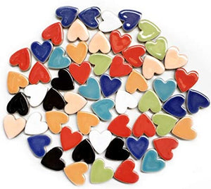 Azulejos de mosaico, 48 piezas de mosaico de vidrio, chips de mosaico, mosaico de vidrio texturizado, para decoración, manualidades, proyectos de arte, amor corazón 0.9 x 0.9 in - negro - Arteztik