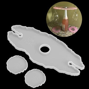 dressplus - Juego de 3 moldes de silicona para vino, bandejas de vidrio irregular de ágata, posavasos, moldes de resina epoxi para manualidades, cuencos y decoración del hogar - Arteztik