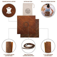 Hojas de piel de piel auténtica para pendientes, cartera de cuero y artesanías – Cuero auténtico de búfalo de grano completo, sin hojas de piel sintética – Marrón oscuro y ruso (2 hojas + cordón de cuero) - Arteztik
