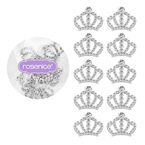 Rosenice - 10 adornos de corona de cristal para decoración de manualidades (plateada) - Arteztik