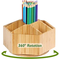 Organizador de suministros de arte giratorio de bambú, 7 secciones, sostiene más de 350 lápices, organizador de suministros escolares para bolígrafos, lápices de colores, pinceles de arte, caja de almacenamiento de escritorio en aula y estudio de arte - Arteztik
