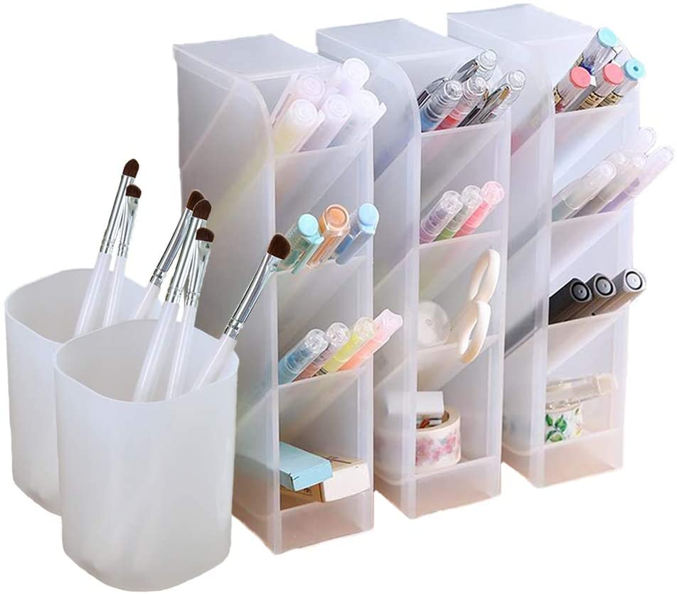  LETURE Organizador de escritorio con 3 cajones, caja de  almacenamiento de escritorio de plástico transparente, organización de  escritorio para suministros de oficina, bolígrafos de gel, lápices, :  Productos de Oficina