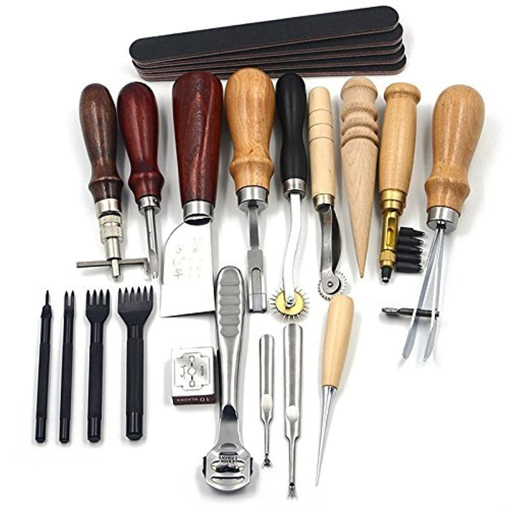 Juego de 18 herramientas de punzonado de cuero para manualidades